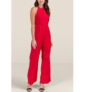 Harper Heritage scalloped romper jumpsuit racerback sleeveless red woman’s XXS